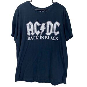 AC/DC Back In Black Men's Graphic Tee Shirt XL Navy Blue 100% Cotton